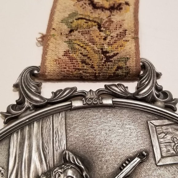 WMF Zinn Pewter Wall Plaque Germany / Tribute to Dutch Painter Hendrick M. Sorgh - Picture 4 of 7